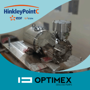 OPTIMEX Sealless Pumps - Hinkley Point C Nuclear Power Plant OPTIMEX pump being installed at Hinkley Point C nuclear power plant